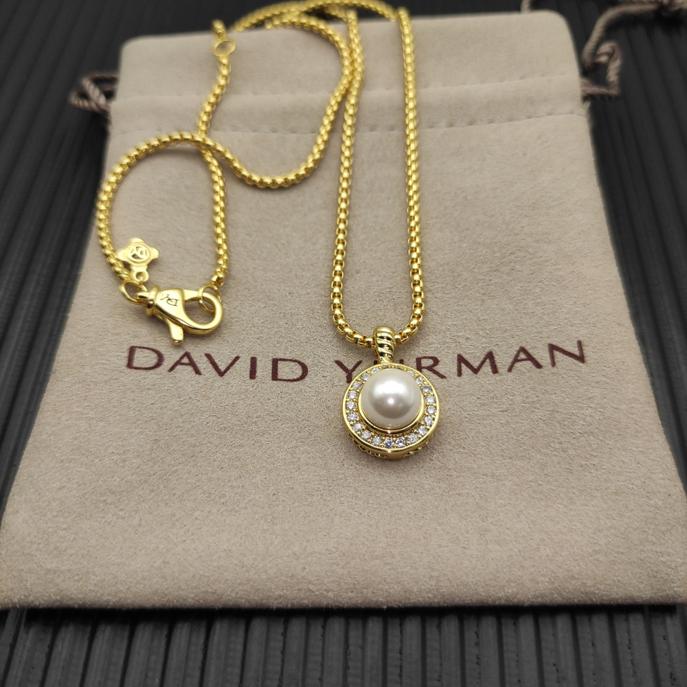 David Yurman Gold Round Pearl Necklace